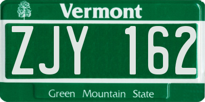 VT license plate ZJY162