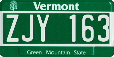 VT license plate ZJY163