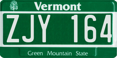 VT license plate ZJY164