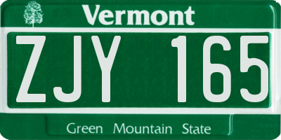 VT license plate ZJY165