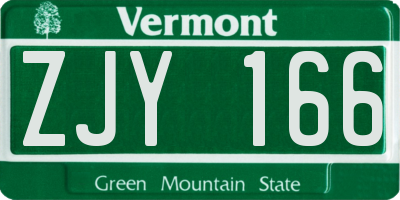 VT license plate ZJY166