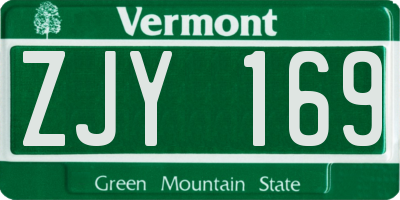 VT license plate ZJY169