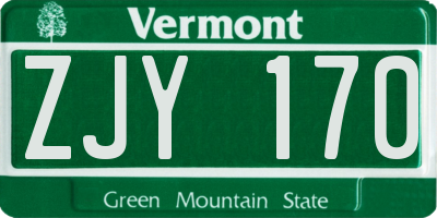 VT license plate ZJY170