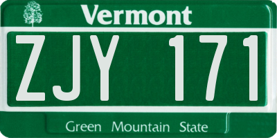 VT license plate ZJY171