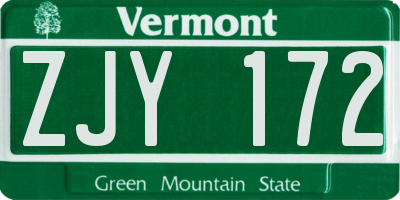VT license plate ZJY172
