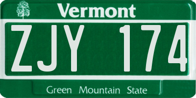 VT license plate ZJY174