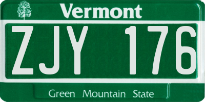 VT license plate ZJY176