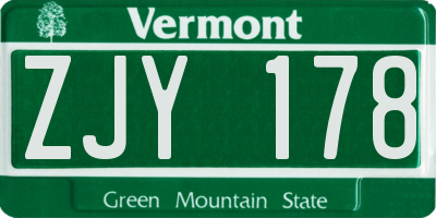 VT license plate ZJY178