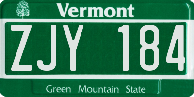 VT license plate ZJY184