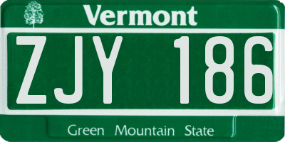 VT license plate ZJY186