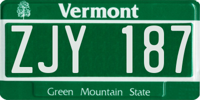 VT license plate ZJY187