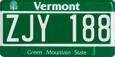 VT license plate ZJY188