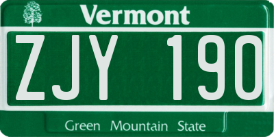 VT license plate ZJY190