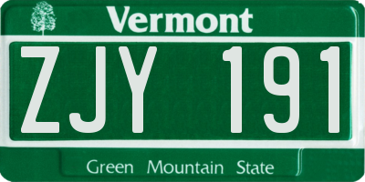 VT license plate ZJY191