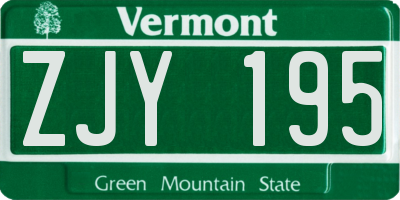 VT license plate ZJY195