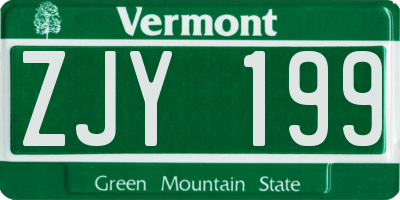 VT license plate ZJY199