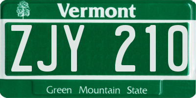 VT license plate ZJY210