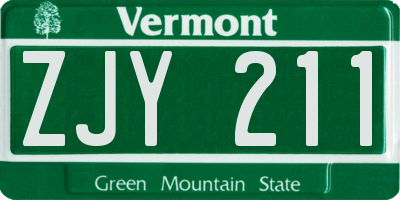 VT license plate ZJY211