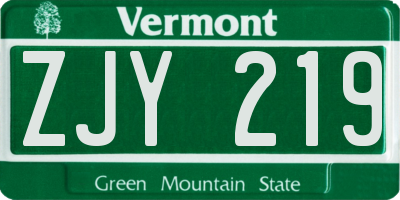 VT license plate ZJY219