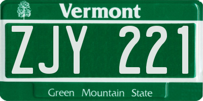 VT license plate ZJY221