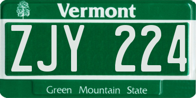VT license plate ZJY224
