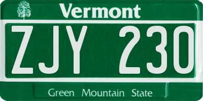 VT license plate ZJY230