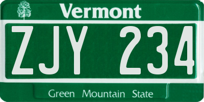VT license plate ZJY234