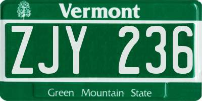 VT license plate ZJY236