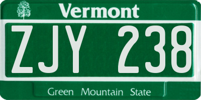 VT license plate ZJY238