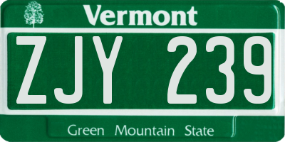 VT license plate ZJY239