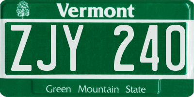 VT license plate ZJY240