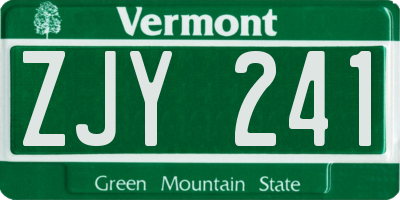 VT license plate ZJY241