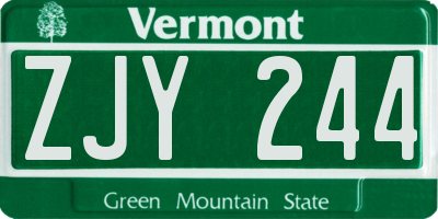 VT license plate ZJY244