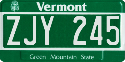 VT license plate ZJY245