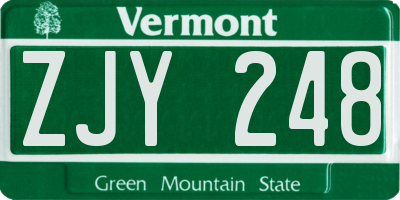 VT license plate ZJY248