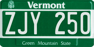 VT license plate ZJY250