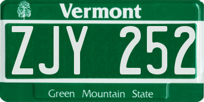 VT license plate ZJY252