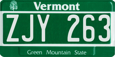 VT license plate ZJY263