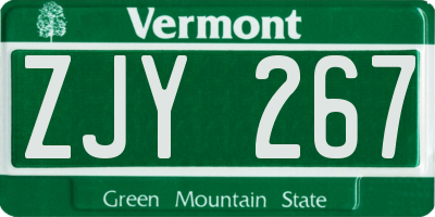 VT license plate ZJY267