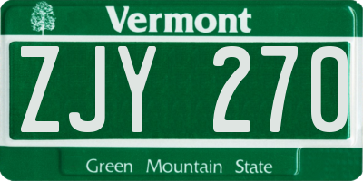 VT license plate ZJY270