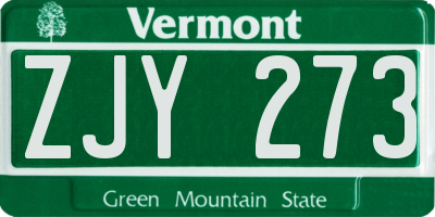VT license plate ZJY273