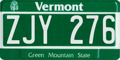 VT license plate ZJY276