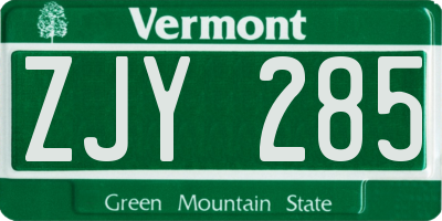 VT license plate ZJY285