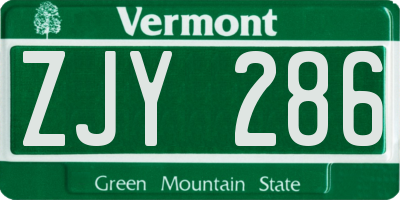 VT license plate ZJY286