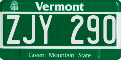 VT license plate ZJY290