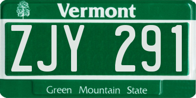VT license plate ZJY291