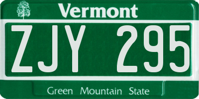 VT license plate ZJY295