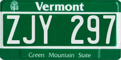 VT license plate ZJY297