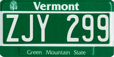 VT license plate ZJY299