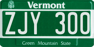VT license plate ZJY300
